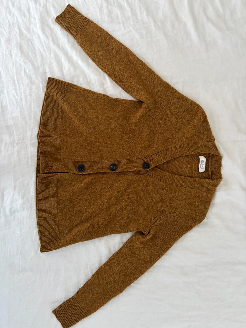 Toast swingy wool cardigan v-neck button up in Ginger size XS